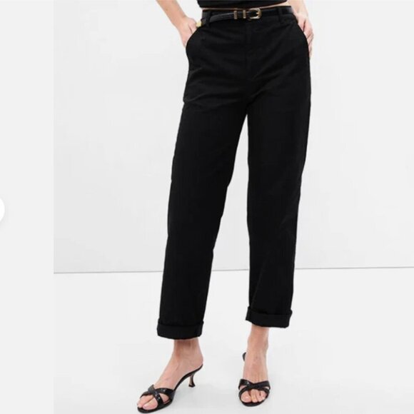 GAP High Rise Girlfriend Khakis Black Stretch Twill Pants Size 0 #819959 $60 NWT - Picture 2 of 12